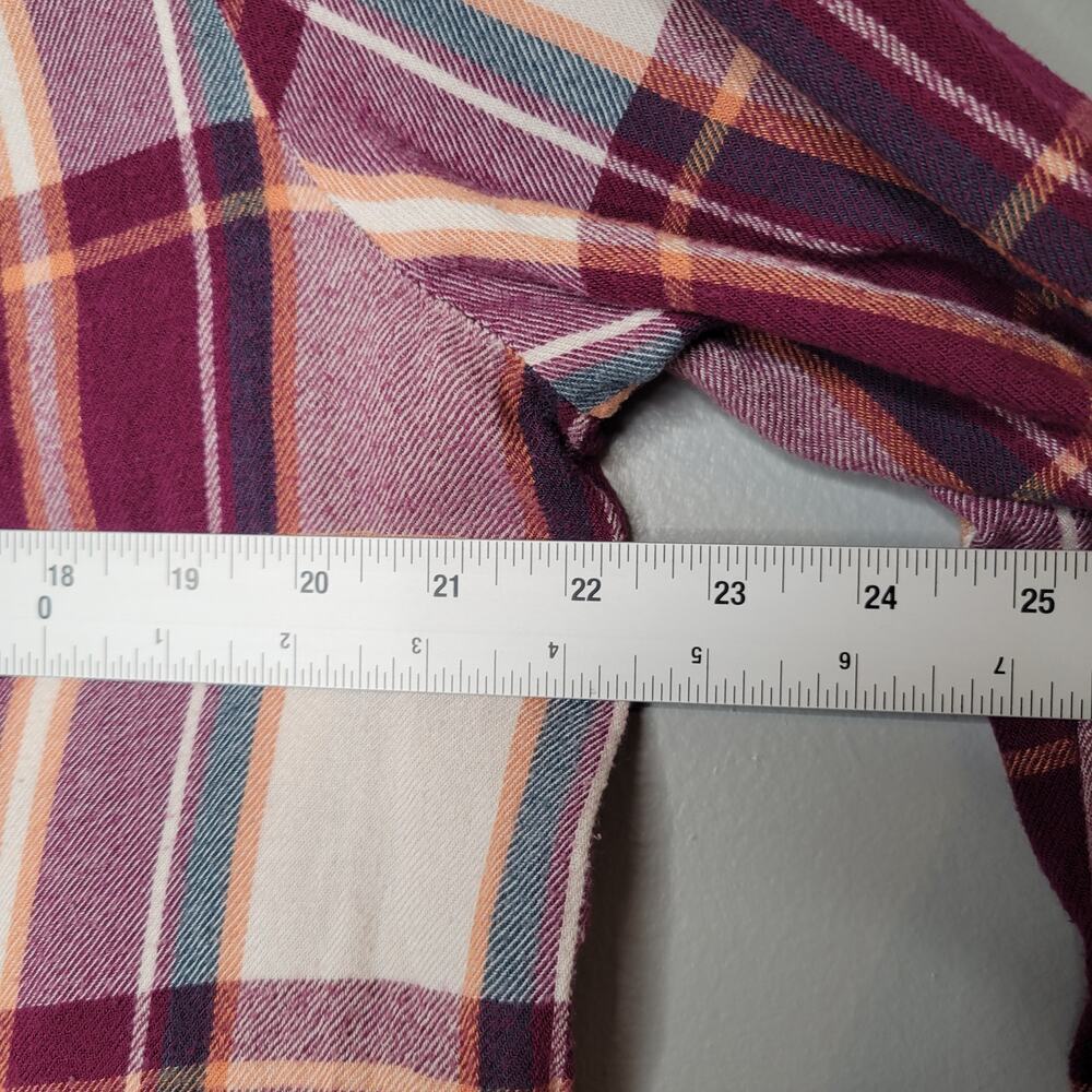 Jane and Delancey Shirt Women's Size 2X Maroon White Plaid Popover Roll Tab l/s - Picture 8 of 12